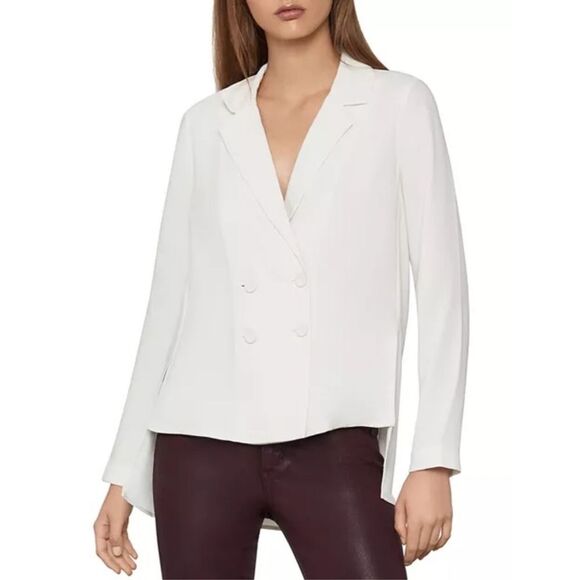 🆕️ BCBGMAXAZRIA Double-Breasted Crepe Blazer Blouse in Black - Picture 12 of 13